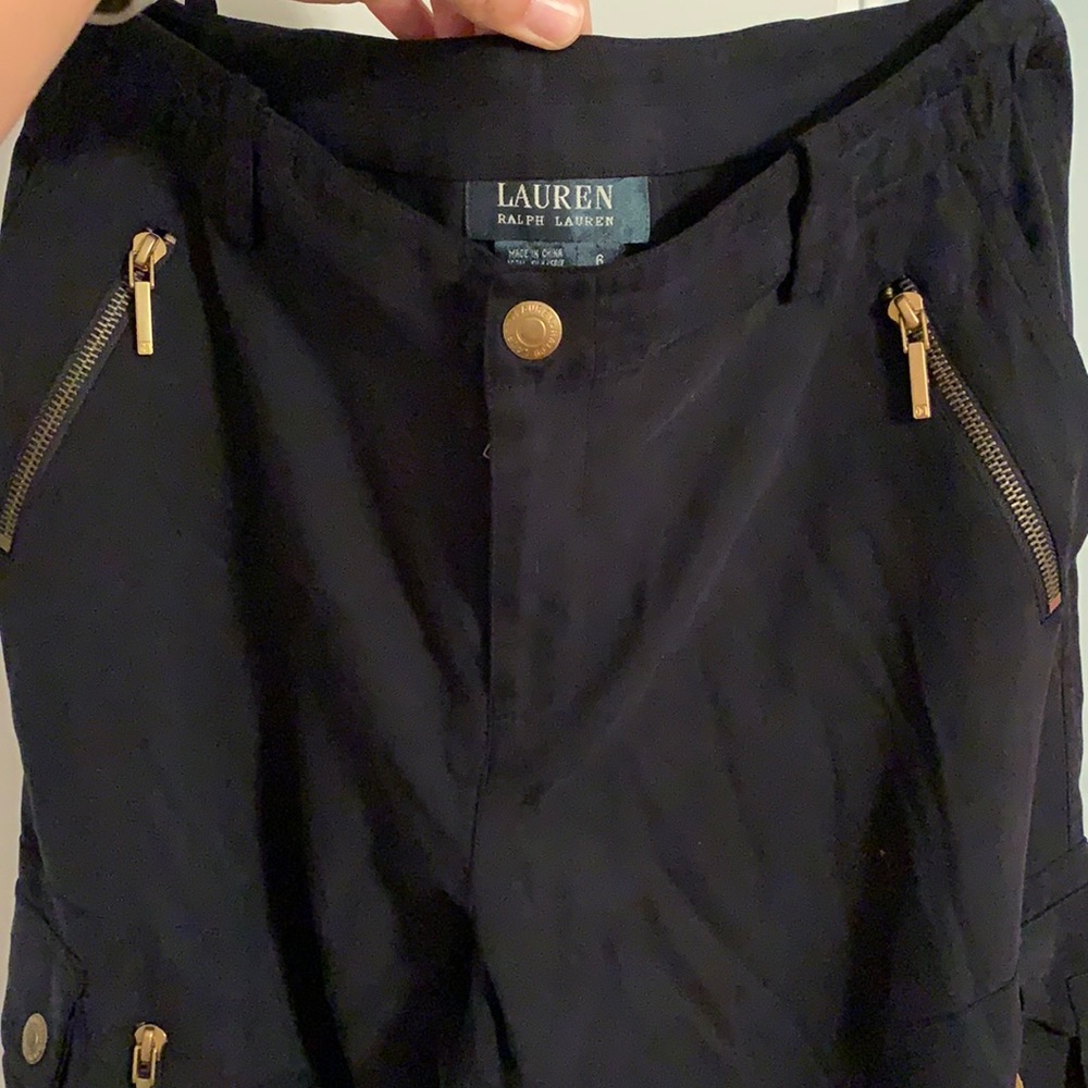 Ralph Lauren navy cargo silk pants